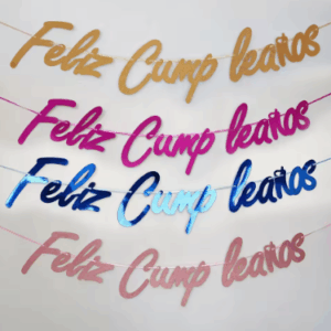 BANDERIN FELIZ CUMPLEAÑOS CURSIVA