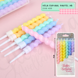 VELA ESPIRAL PASTEL X6