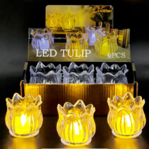 VELA TULIPAN CON LUZ X6