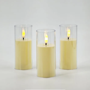 VELA VASO PLASTICO BEIGE CON LUZ X24